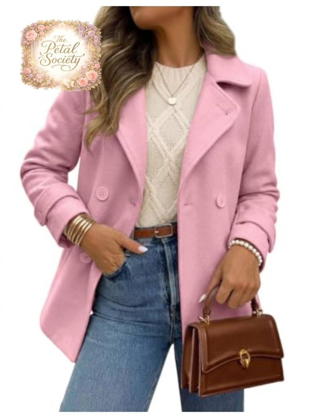 Womens Winter Wool Coat Peacoat Double Breasted Trench Coat